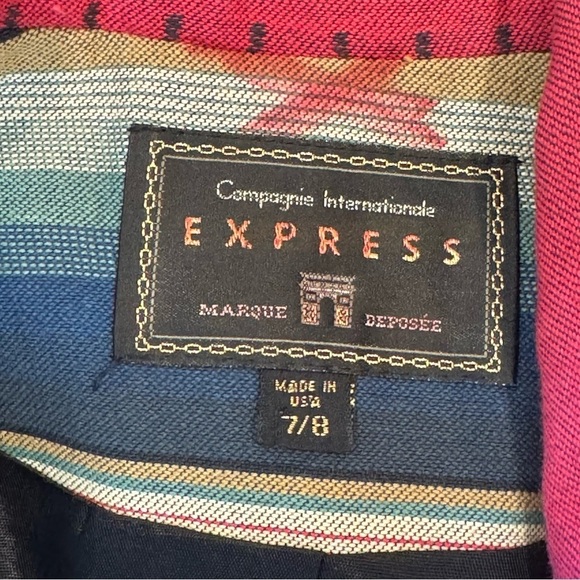 Vintage Express blazer southwestern stripes blue red made in USA size 7/8 - Picture 7 of 10